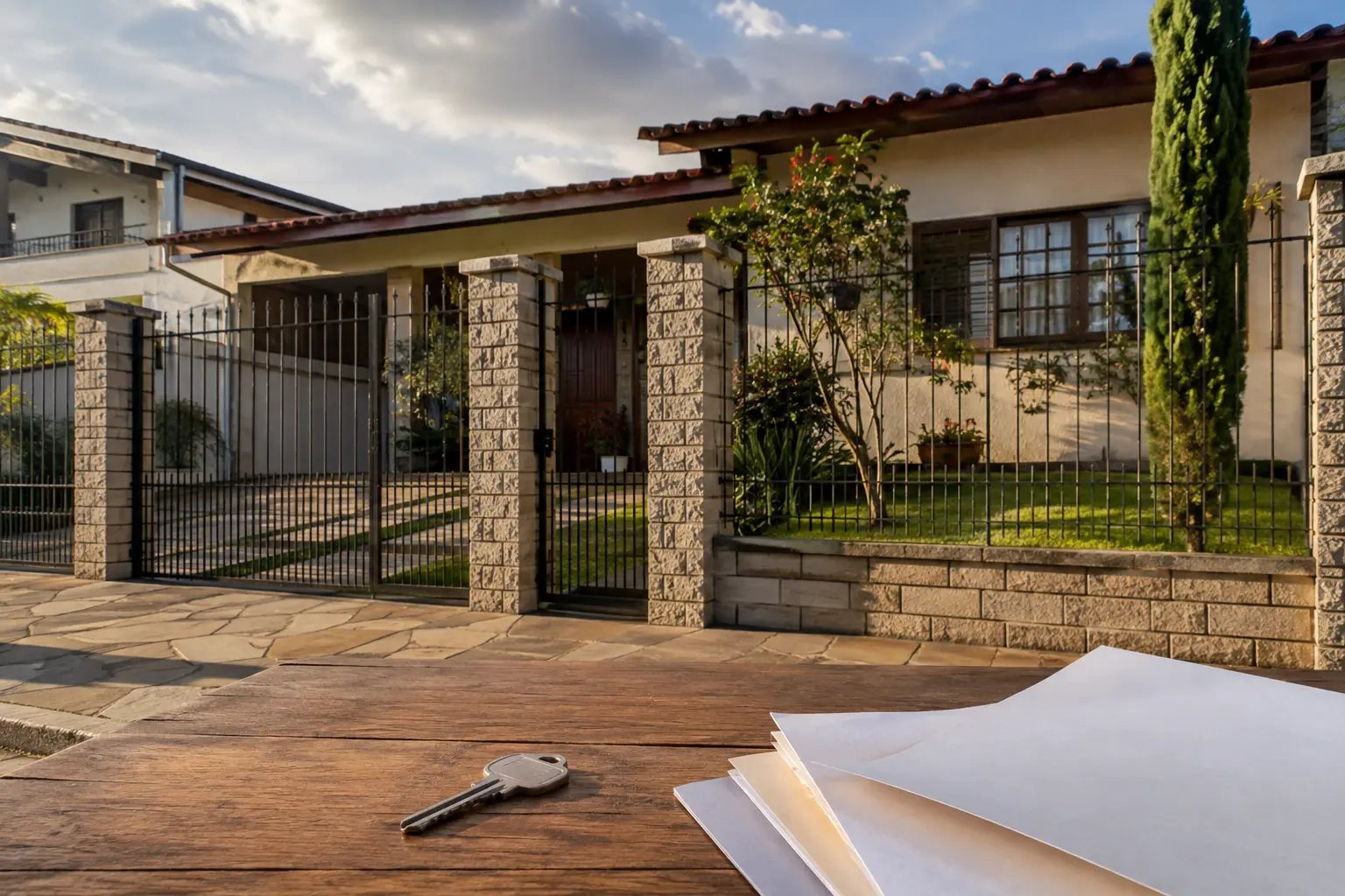 Imóvel residencial, chave e documentos relacionados à regularização da posse
